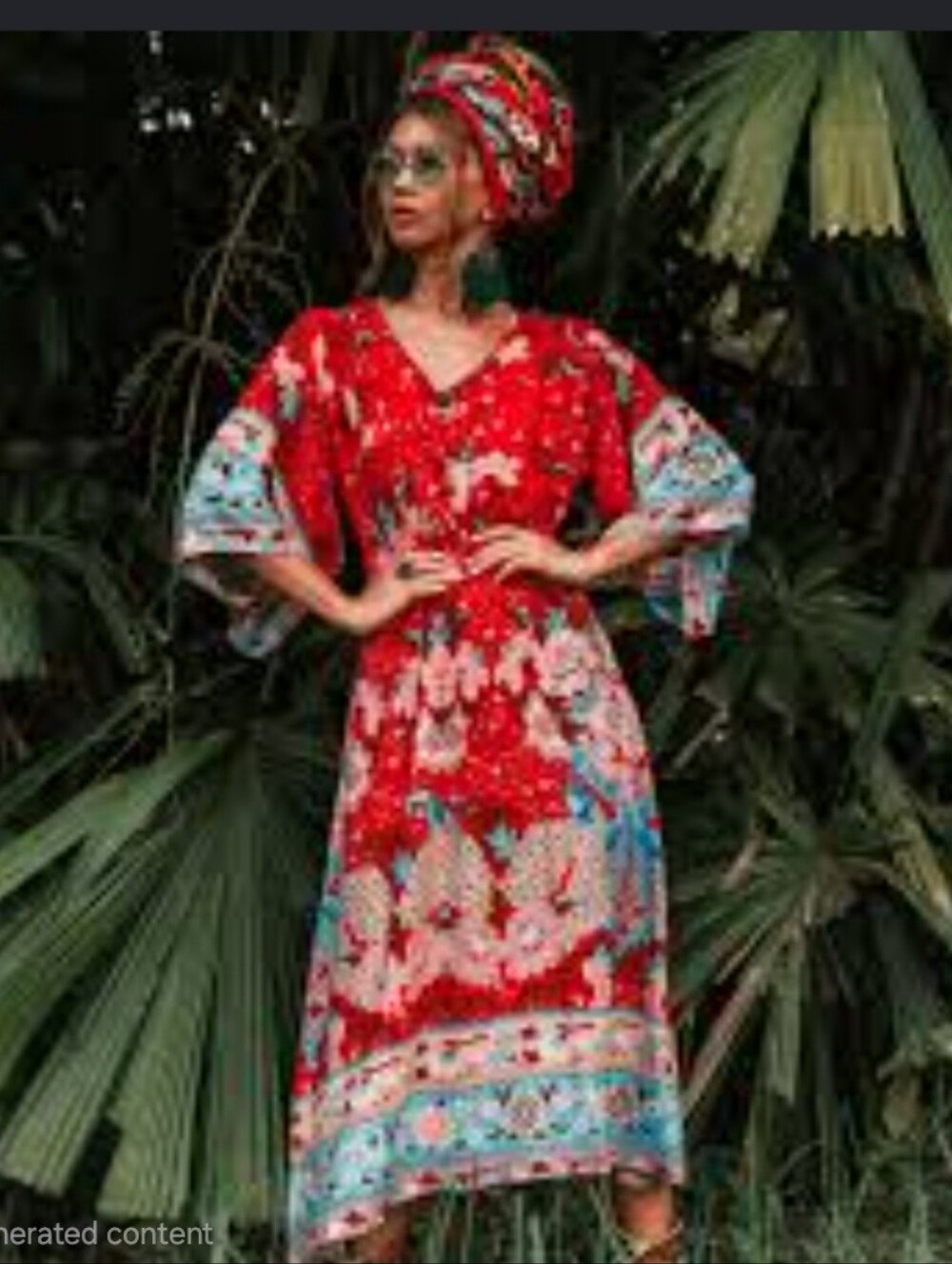 🌸NWOT Boho Red Floral Kimono Maxi Dress Batwing Sleeve - Size Medium